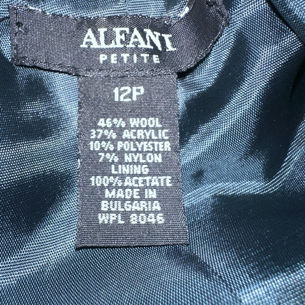 Alfani Petite Teal Blend Wool Career Blazer Zip Front Bolero Jacket size 12P - Picture 4 of 4